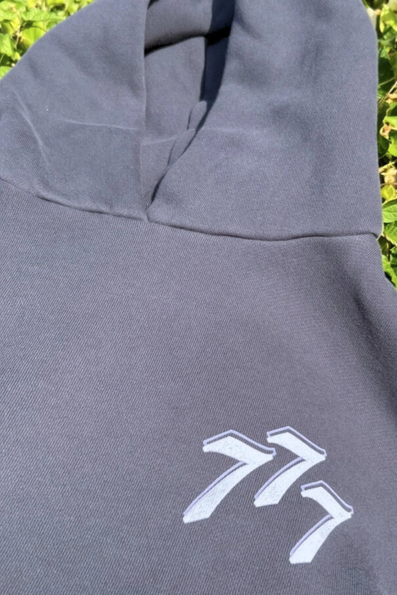 777 Angel Number Hoodie – Organic Cotton Fleece in Asteroid - Image 3