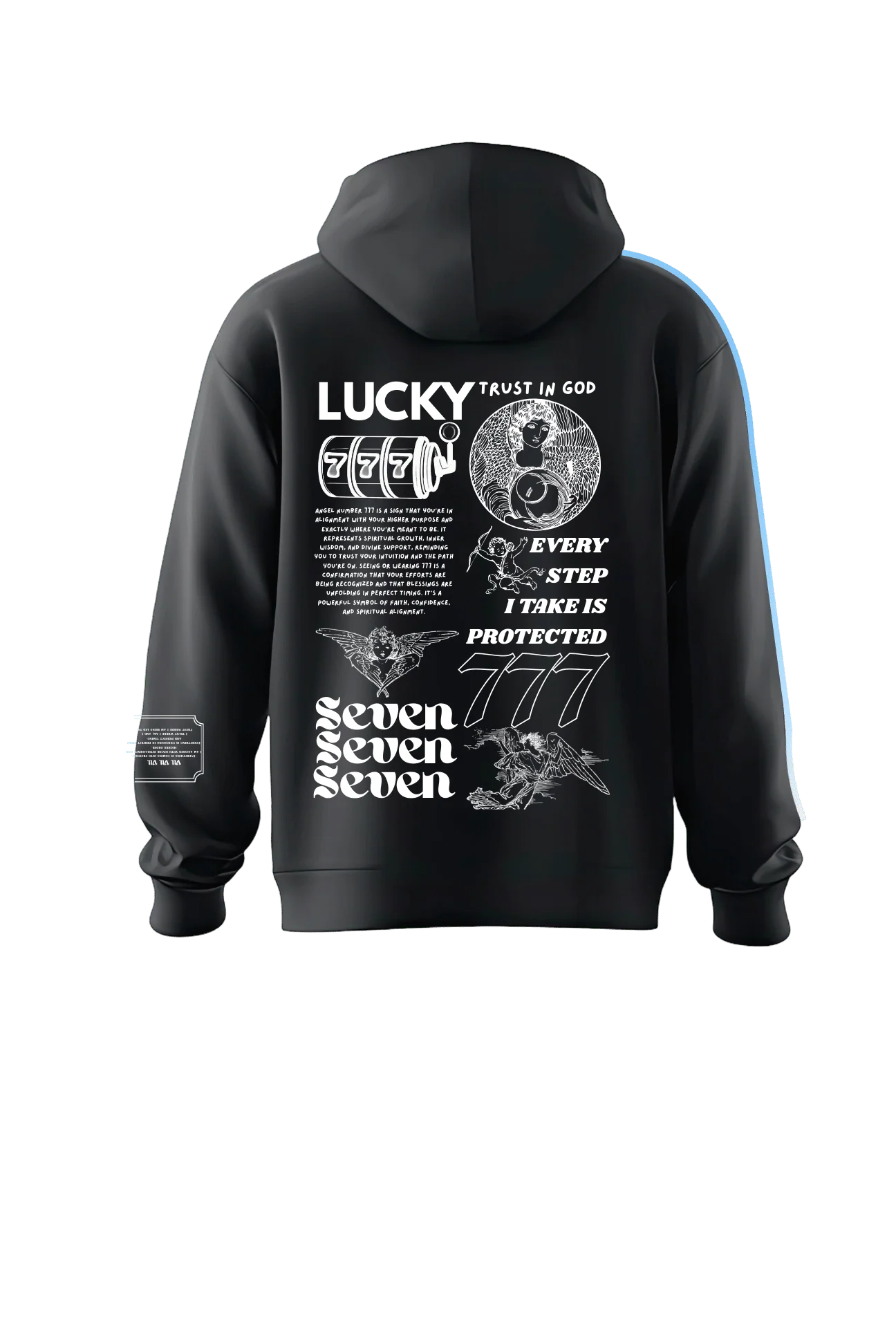 777 Angel Number Hoodie – Organic Cotton Fleece in Asteroid - Image 5