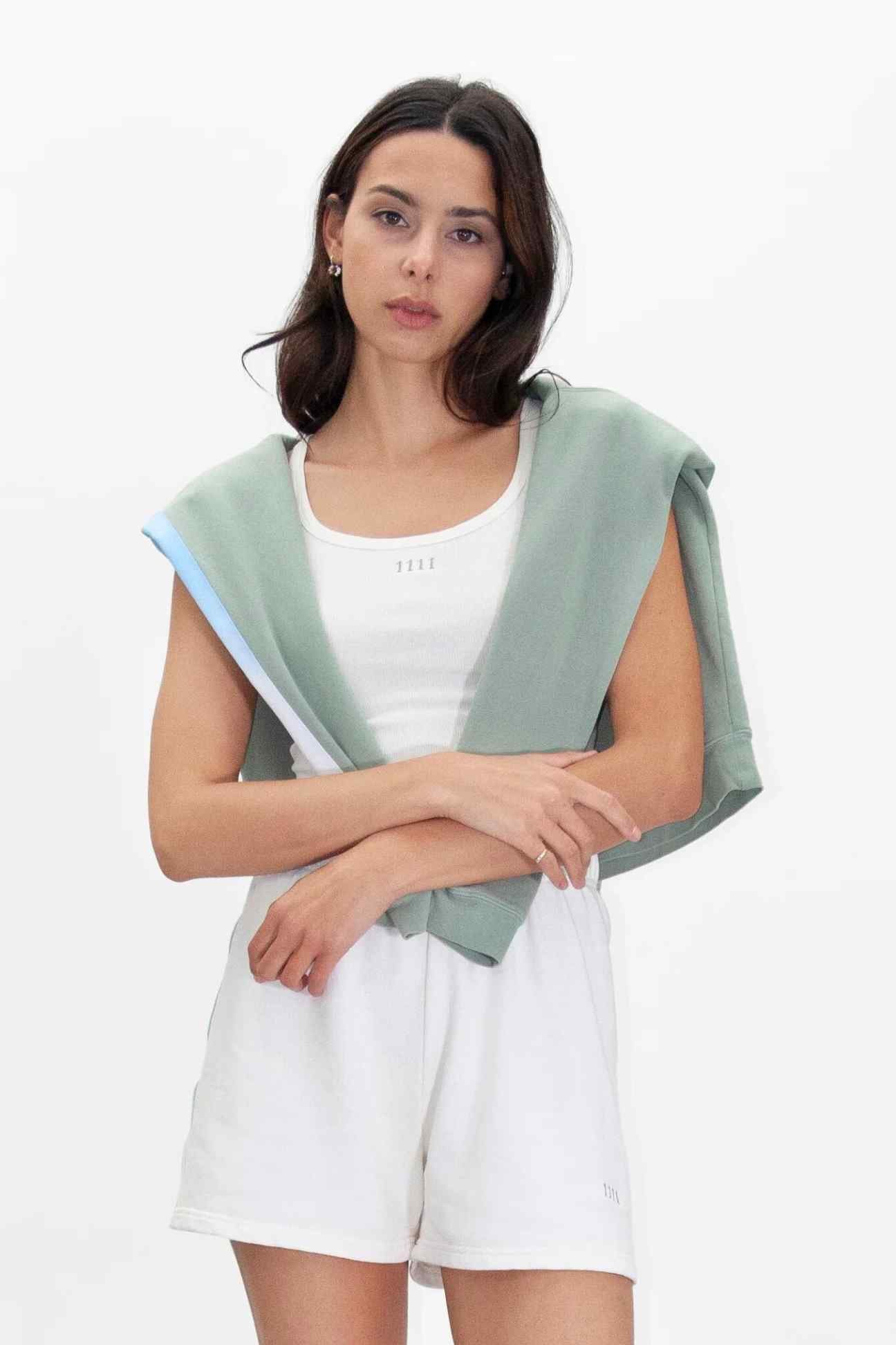 Women's 1111 Cropped Tank in Bone - Image 3