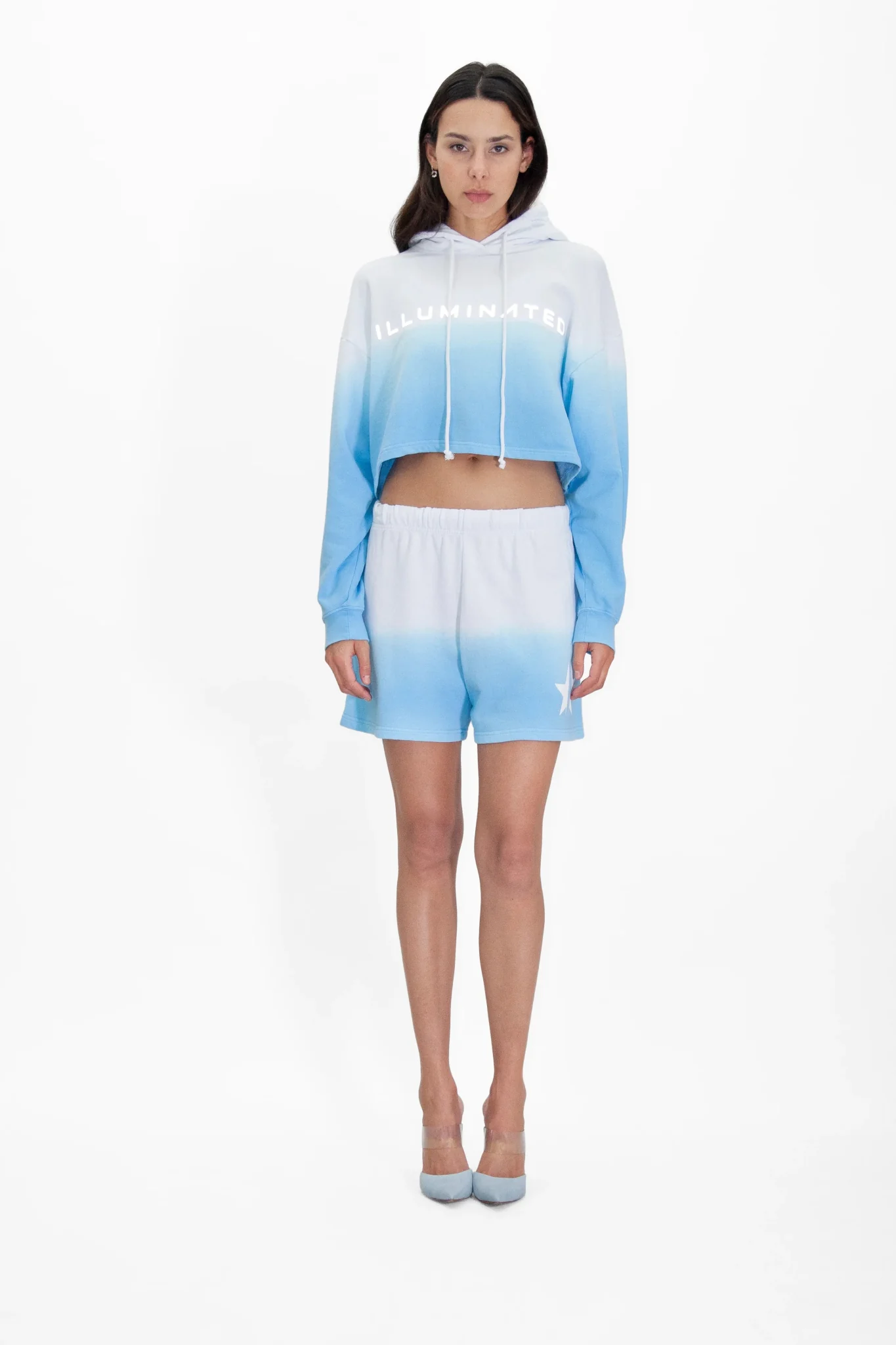 Women's Illuminated Cropped Hoodie in Atmosphere - Image 3